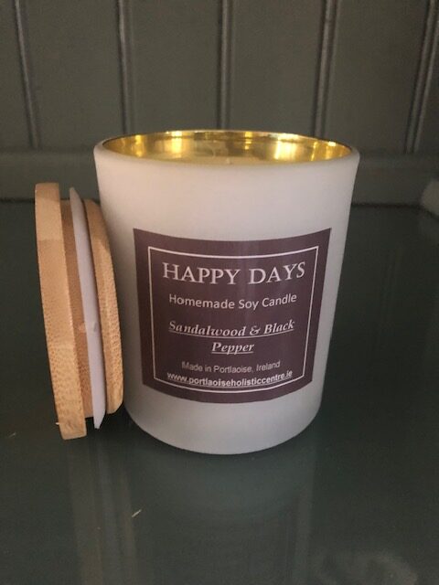 soy candle in white jar